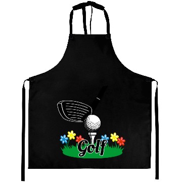Discover Golf stick and ball on lawn Aprons