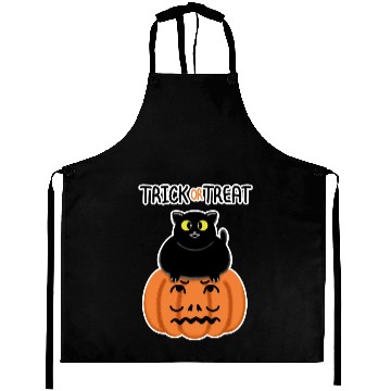 Discover Trick or Treat Black lucky cat with sweetest eyes. Aprons
