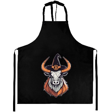 Discover Halloween Bitcoin Wizard Bull Aprons