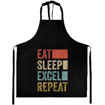 Discover Vintage Retro Eat Sleep Excel Repeat Funny Excel Aprons