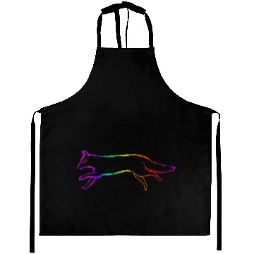 Discover Rainbow Running Fox Logo Aprons