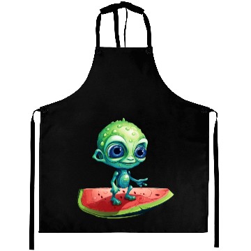 Discover Green Alien Meets Watermelon: Exotic Encounter Aprons
