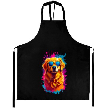 Discover Cool Golden Retriever with Sunglasses 2 Aprons