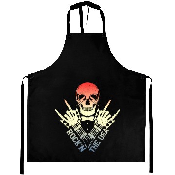 Discover Rock n The Usa Rock Roll Skeleton Guitar Aprons