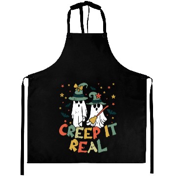 Discover Retro Vintage Ghost Witch Lazy Creepy Halloween Aprons