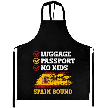 Discover Luggage Passport No Kids Spain Bound Vacation Aprons