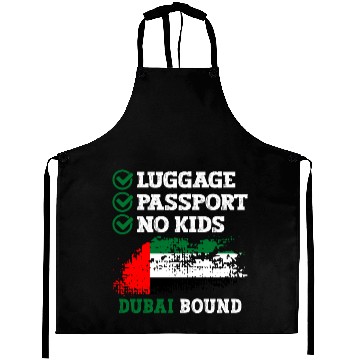 Discover Luggage Passport No Kids Dubai Bound Vacation Aprons