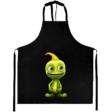 Discover Green Alien & Pumpkin: Unexpected Encounter Aprons