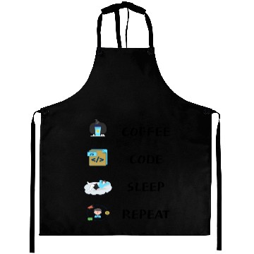 Discover COFFEE CODE SLEEP REPEAT Aprons