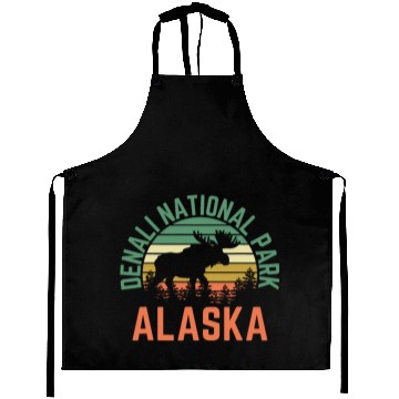 Discover Denali National Park Alaska Moose Hiking Nature Aprons