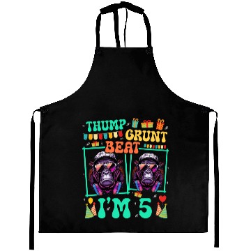 Discover Thump Grunt Beat I'm 5 Gorilla Lover Kid 5th Aprons
