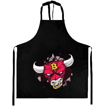 Discover Angry bull crypto sign Aprons