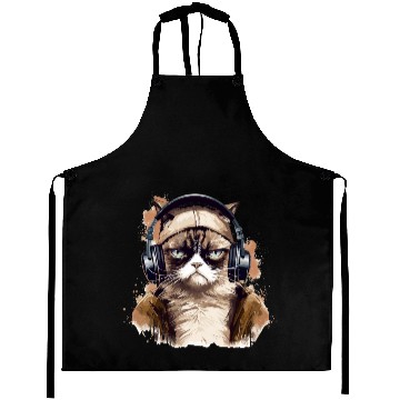 Discover Funny Cat - grumpy face Aprons