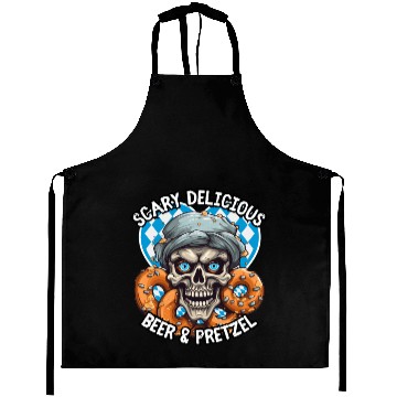 Discover Skull beer and pretzel - Scary delicious Aprons