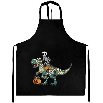 Discover Skeleton Dinosaur Pumpkin Cool Creepy Halloween Aprons