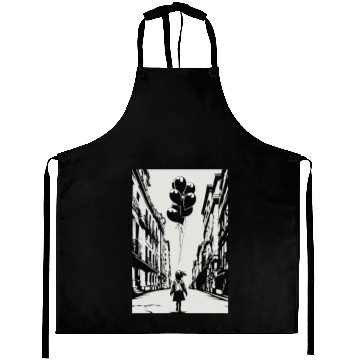 Discover Girl Chasing Balloons Artwork Aprons