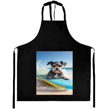 Discover Schnauzer Surfing at Beach On A Surfboard Aprons