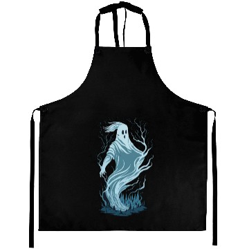 Discover ghost with lightning Halloween theme Aprons