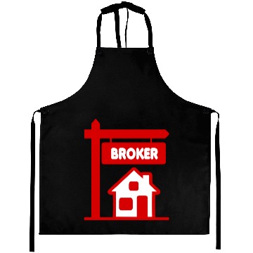 Discover Red Logo Broker with text BROKER Aprons