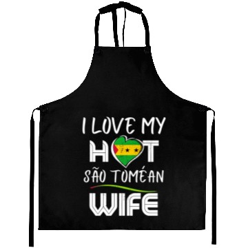 Discover Funny I Love My Hot São Toméan Wife Husband Aprons