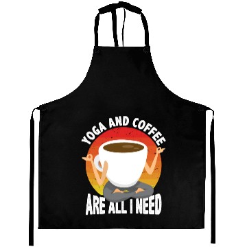 Discover Yoga and Coffee Are All I Need Retro Aprons