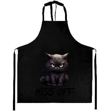 Discover Black Cat Hiss Off Funny Halloween Aprons