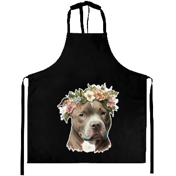 Discover pit bull with flower crown Aprons