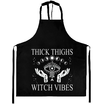 Discover Thick Thighs Witch Vibes Spooky Witchy Halloween Aprons