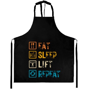Discover Eat Sleep Lift Repeat Aprons