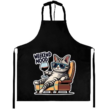 Discover Weekend Mood Cat Chill Aprons
