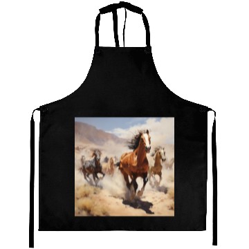 Discover wild horses running in the desert Aprons