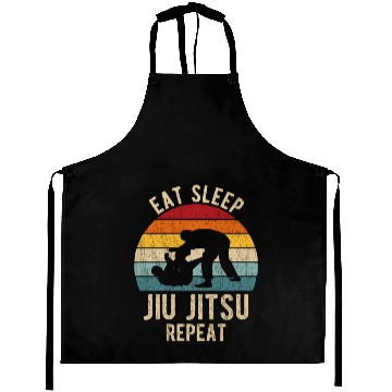 Discover Eat Sleep Jiu-Jitsu Repeat Funny BJJ Aprons Retro