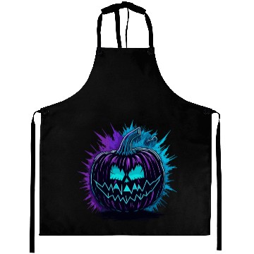 Discover Neon Pumpkin Purple and Teal Aprons