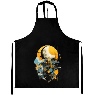 Discover Abstract Moon Over City Aprons