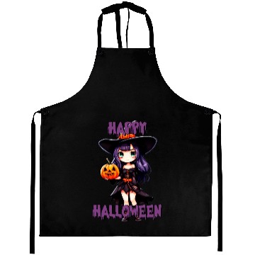 Discover Happy Halloween purple witch Aprons