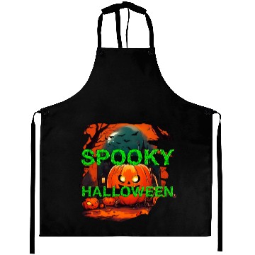 Discover Spooky Halloween scary pumpkin Aprons