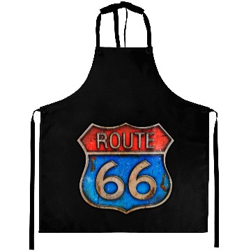 Discover Route 66 vintage sign - Rusty metal Aprons