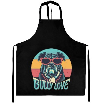 Discover Dog Love Bully Retro Aprons Dog owner Bully lover