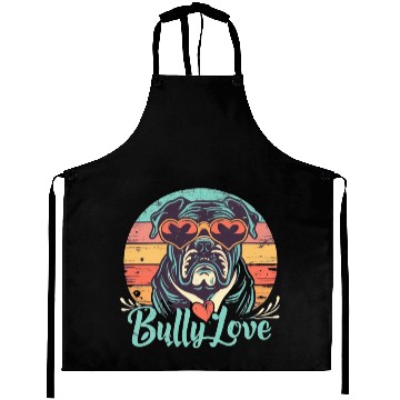 Discover Dog Love Bully Retro Aprons Dog owner Bully lover