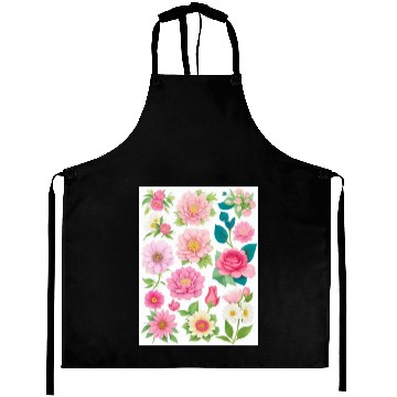 Discover Blooming Crimson and coral Spring Flowers Aprons