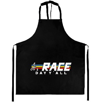 Discover It s Race Day Y all White Text Aprons