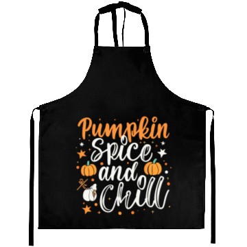 Discover Pumpkin spice and chill halloween gift Aprons