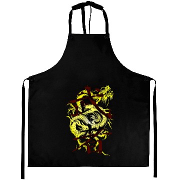 Discover Yellow Dragon Warrior Aprons