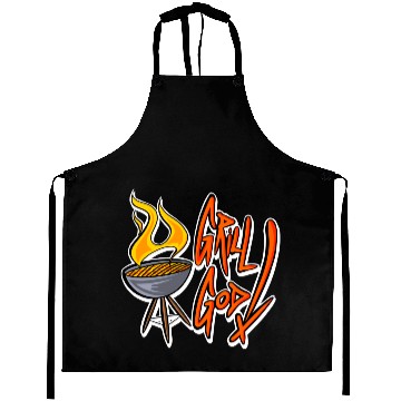 Discover Flame Grill God: Cartoon - Style BBQ Masterpiece Aprons