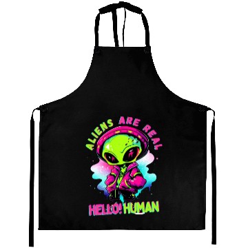 Discover Aliens Are Real Hello Human Aprons