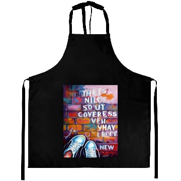 Discover Sneaker Street Art: Rebel Typography on Brick Wal Aprons