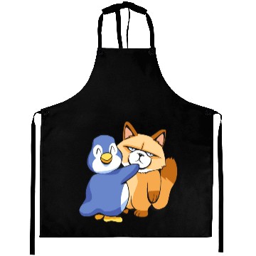 Discover Angry Cat and a Penguin Animals Lover Funny Design Aprons