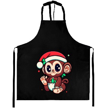 Discover Cute Baby Monkey Christmas Aprons