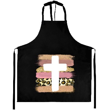 Discover Cross Leopard Brush Strokes Religion Aprons