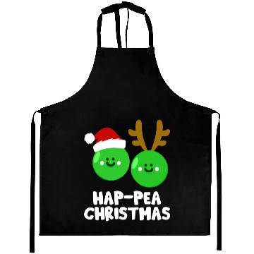 Discover Hap-Pea Christmas Funny Vegetable Vegan Food Pun Aprons